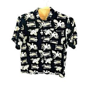 Mens Knightsbridge Hawaiian Floral Black Classic Woody Short Sleeve Button Shirt
